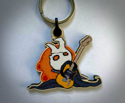 Wooden HK Character Guitar Keychain