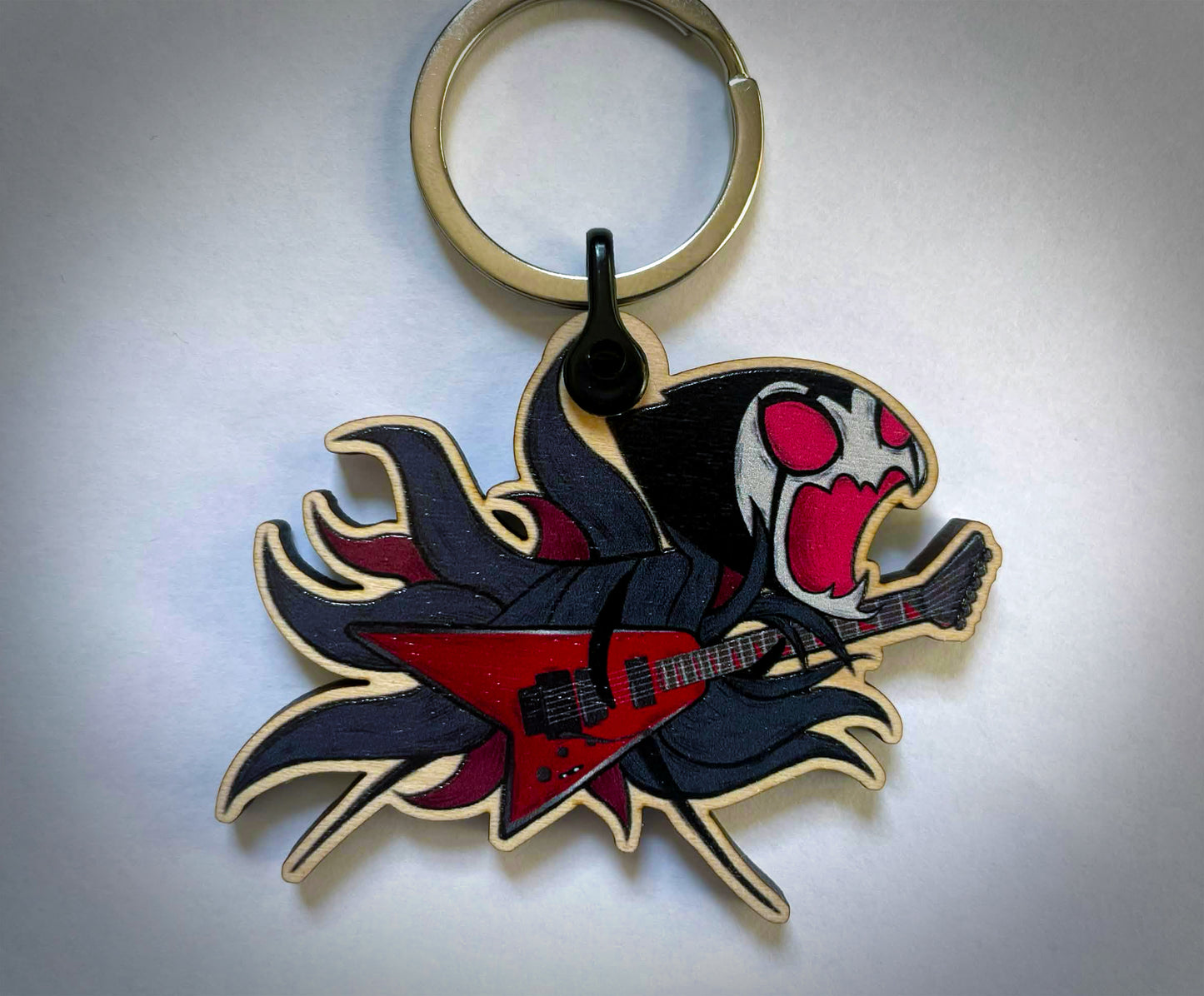 Wooden HK Character Guitar Keychain